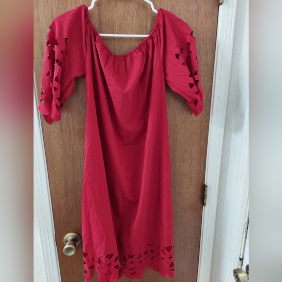 Red cocktail dress with cut out accents - Picture 2 of 3